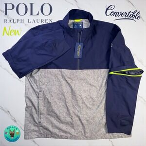 Polo Ralph Lauren Golf Jacket‎ Men's XL Convertible Windbreaker Packable 1/4 Zip